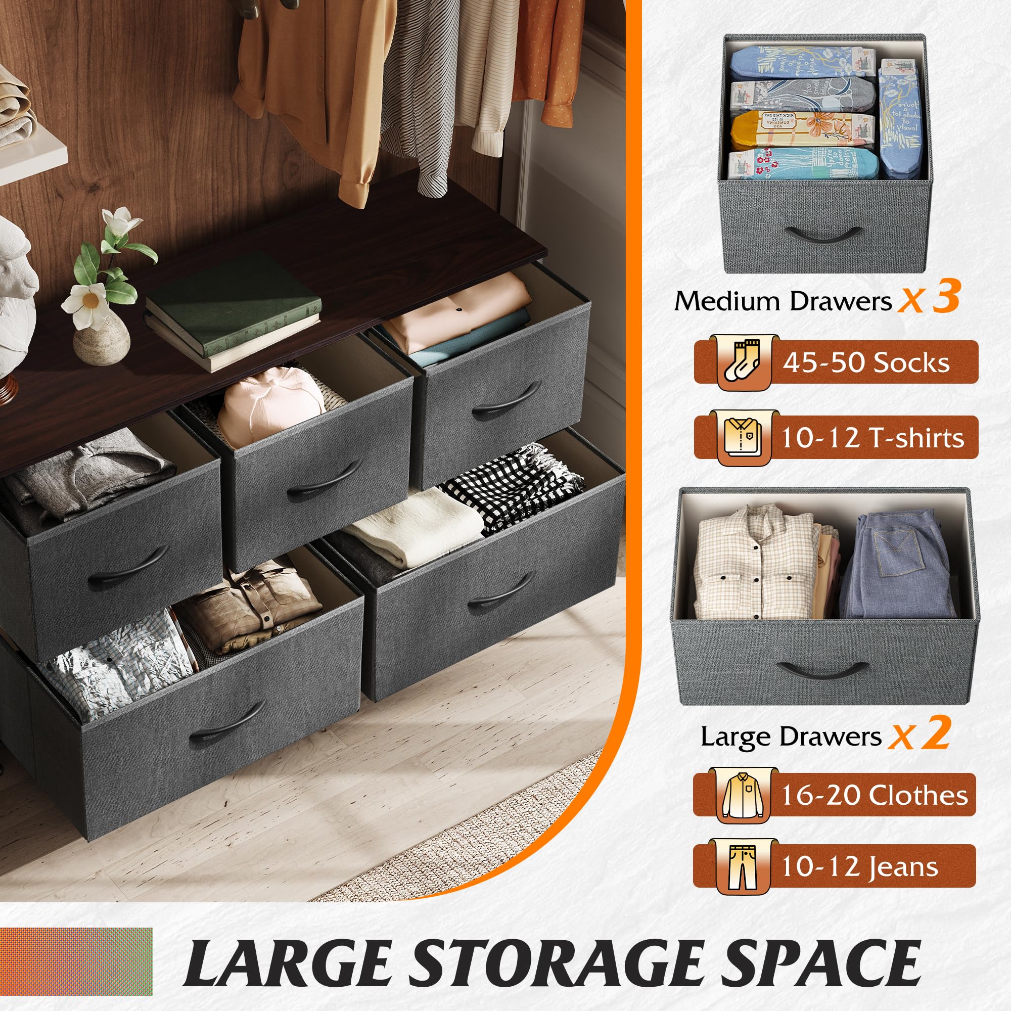 WLIVE dresser sturdy steel frame ensures stable, long-term use