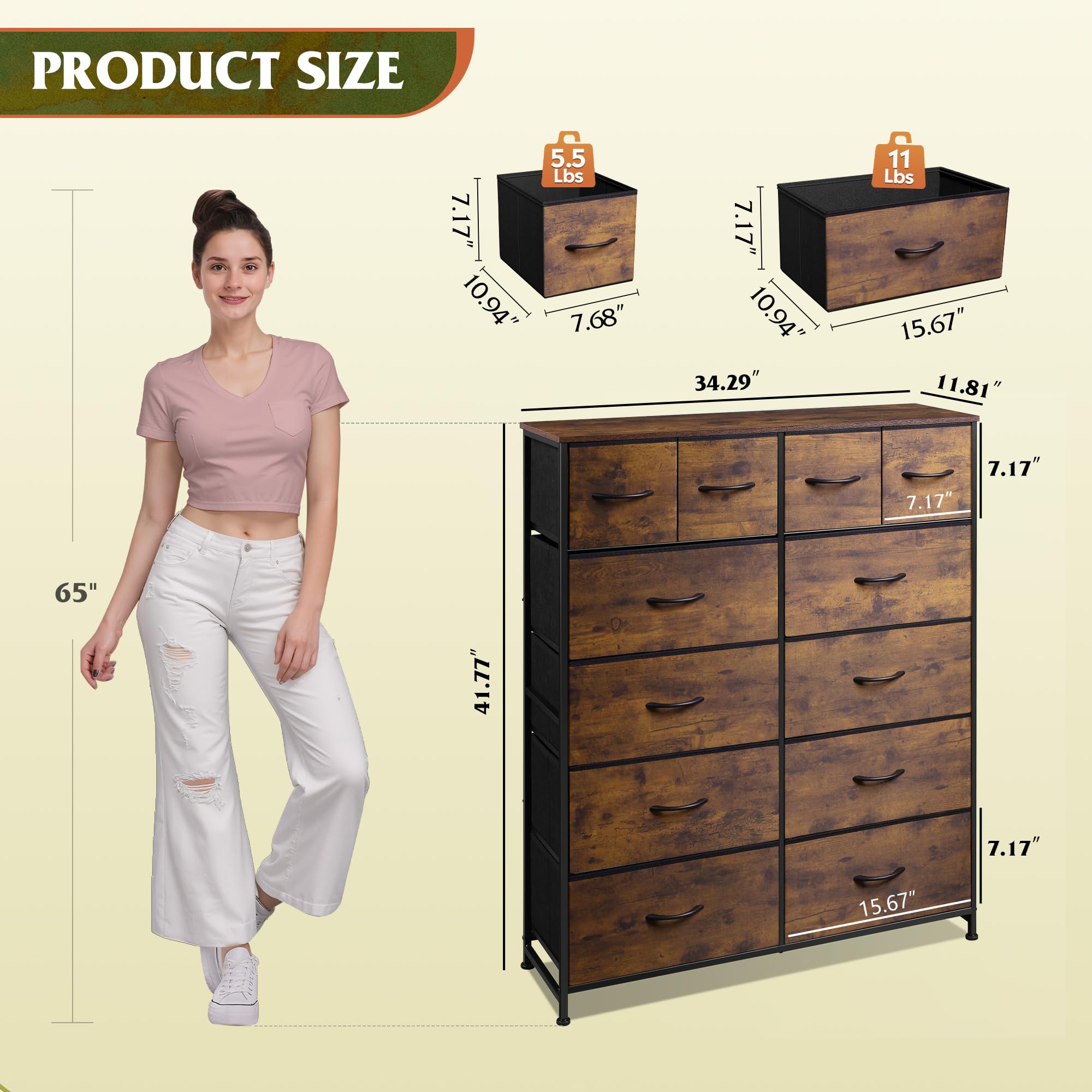 WLIVE dresser wood top detail showing sturdy surface for decor