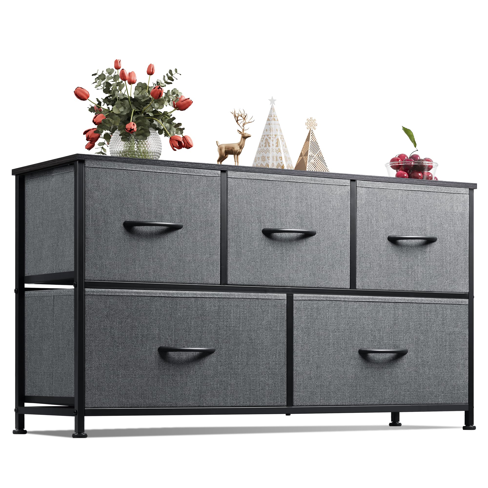 WLIVE dresser with wood-top display for decor and everyday access