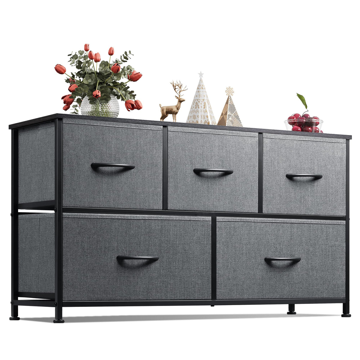 WLIVE dresser with wood-top display for decor and everyday access
