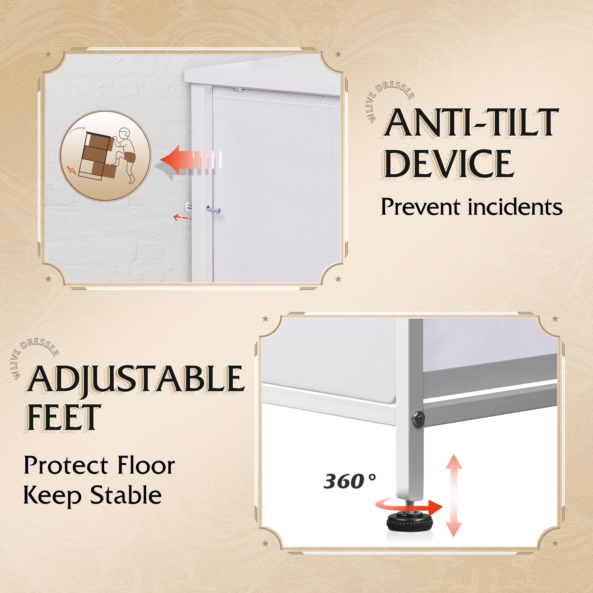 WLIVE fabric dresser anti-tip clip enhances home safety