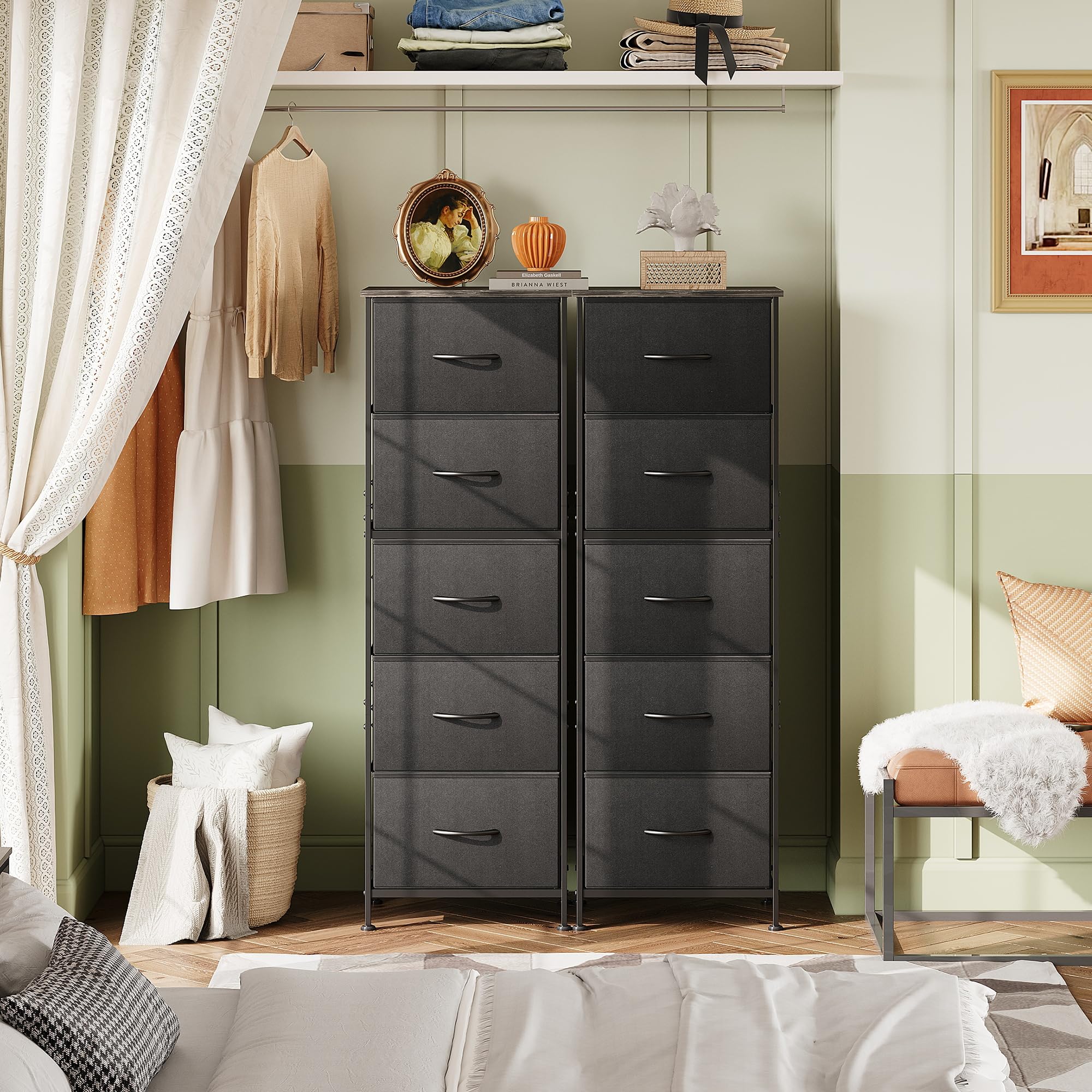 WLIVE Fabric Dresser fabric bins keep clutter hidden and organized
