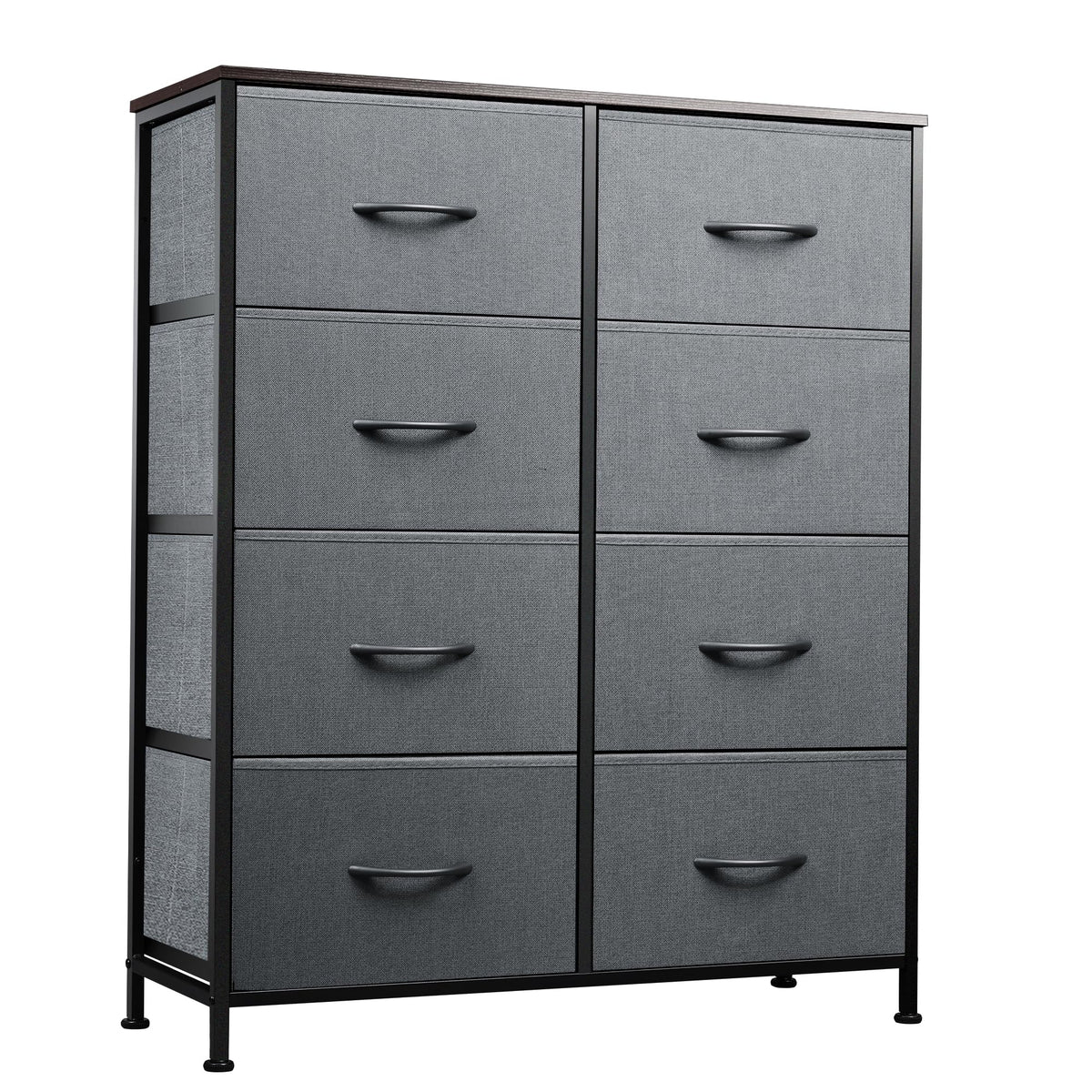 WLIVE Fabric Dresser with wood top and eight drawers for organized bedroom storage.