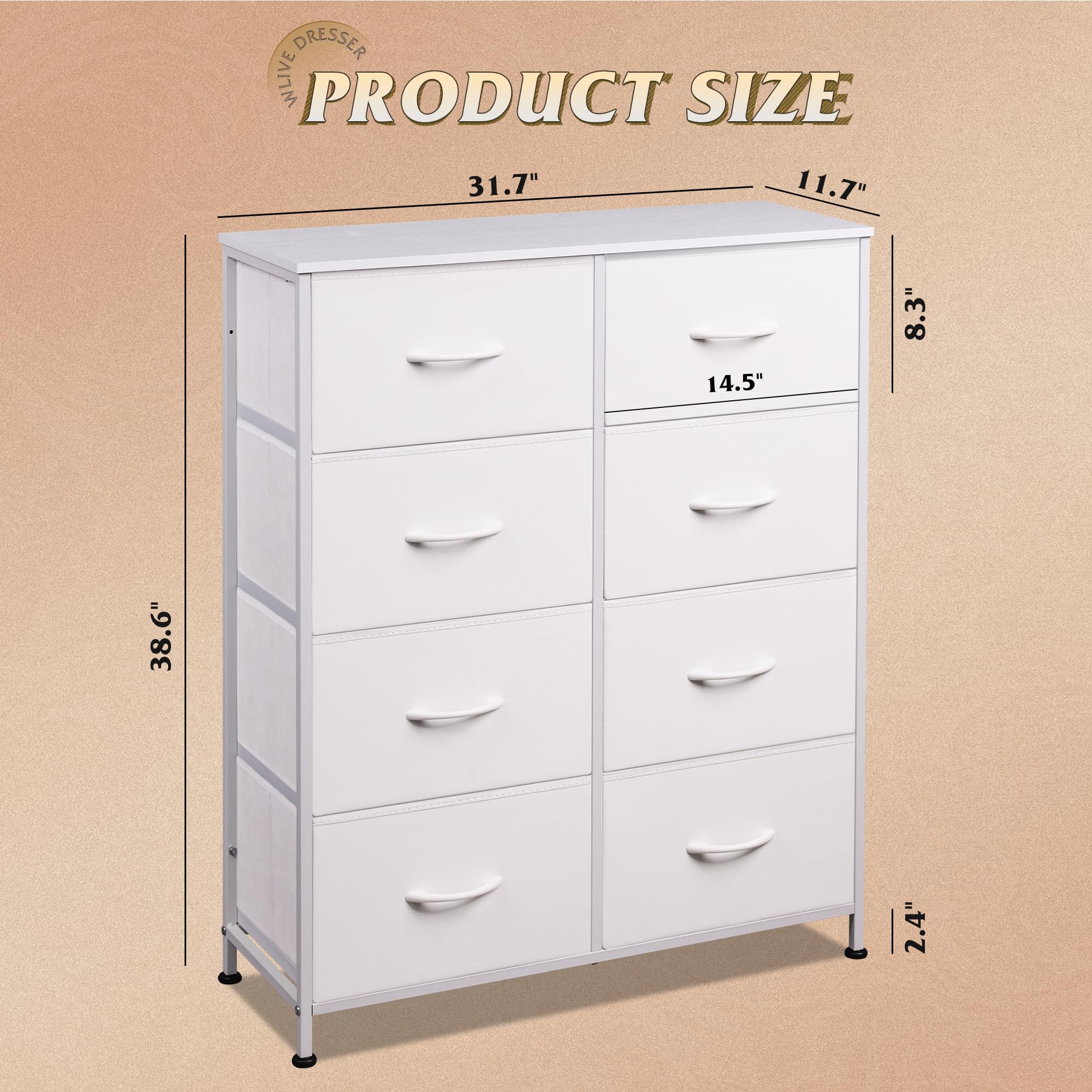 WLIVE fabric dresser wood-top surface for display and storage
