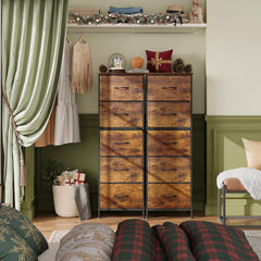WLIVE fabric dresser with wood top provides a sturdy surface for lamps and decor
