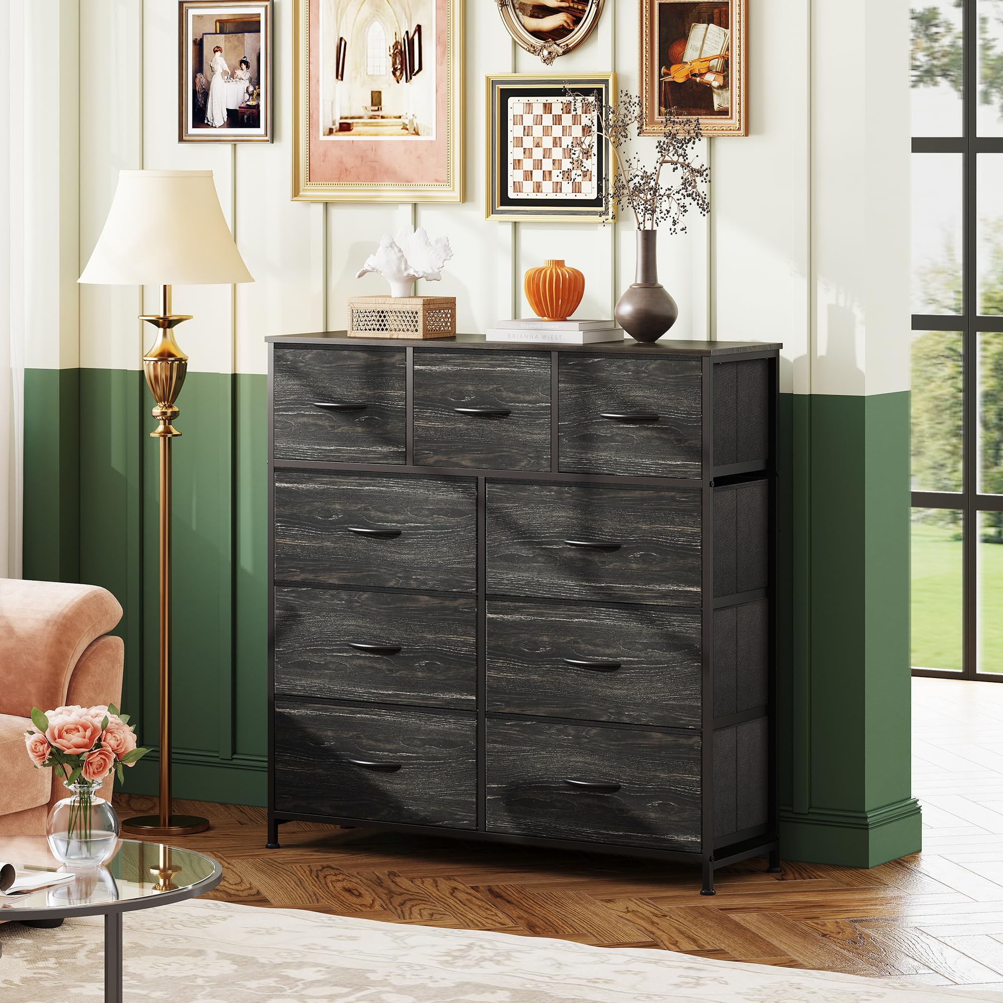 WLIVE fabric storage tower drawers close-up highlighting deep bins for organized closet spaces