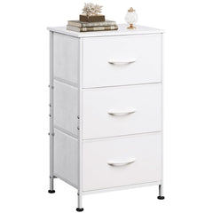 WLIVE nightstand with 3 drawers and wood top for organized clothes and decor.