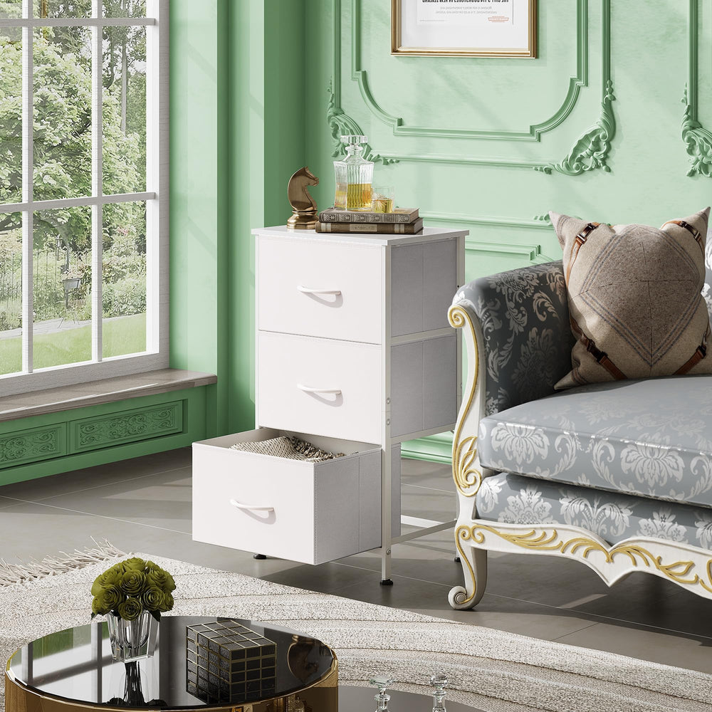 Sturdy steel frame WLIVE nightstand supports daily use in bedrooms and entryways.