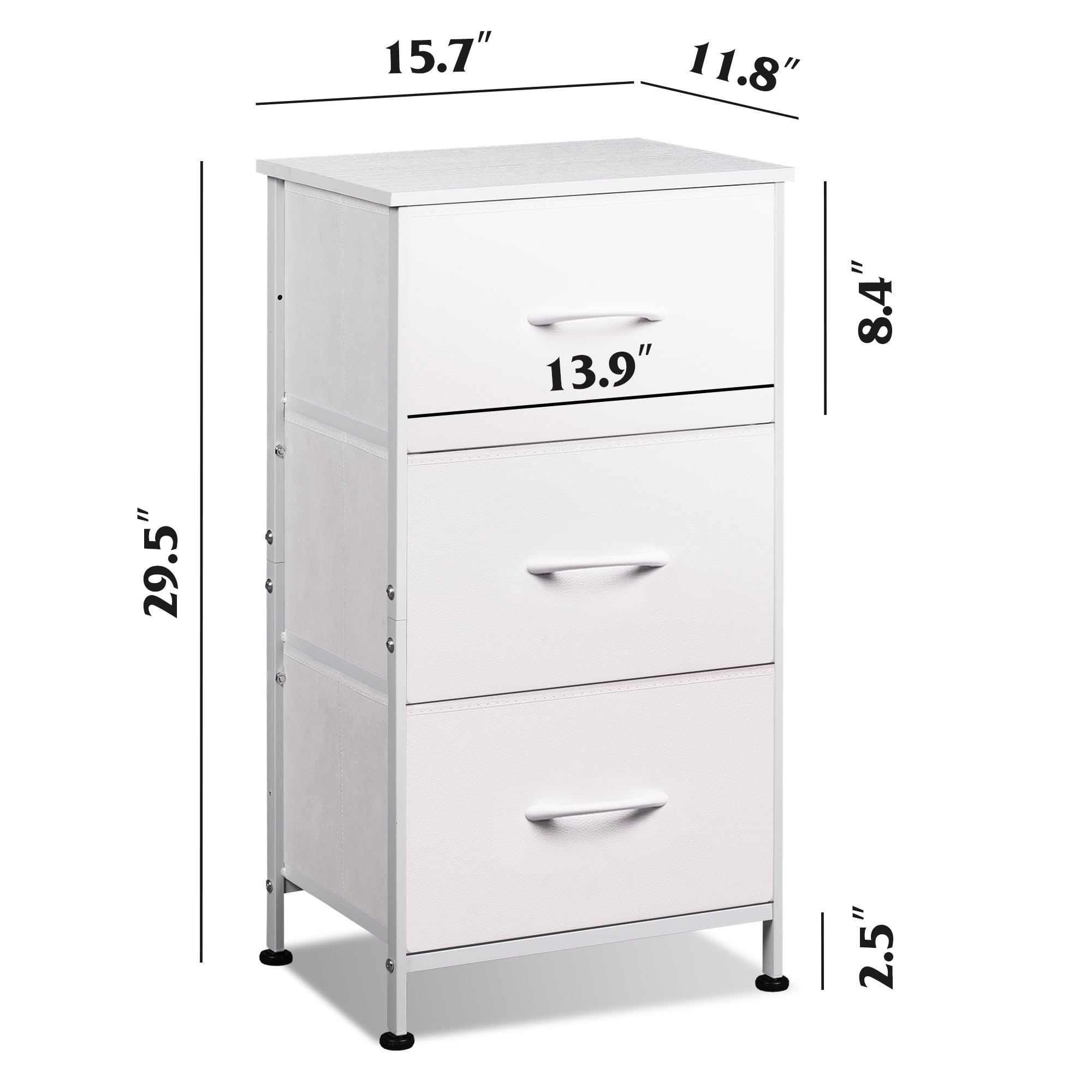 White finish WLIVE nightstand brightens spaces and keeps items neatly stored.