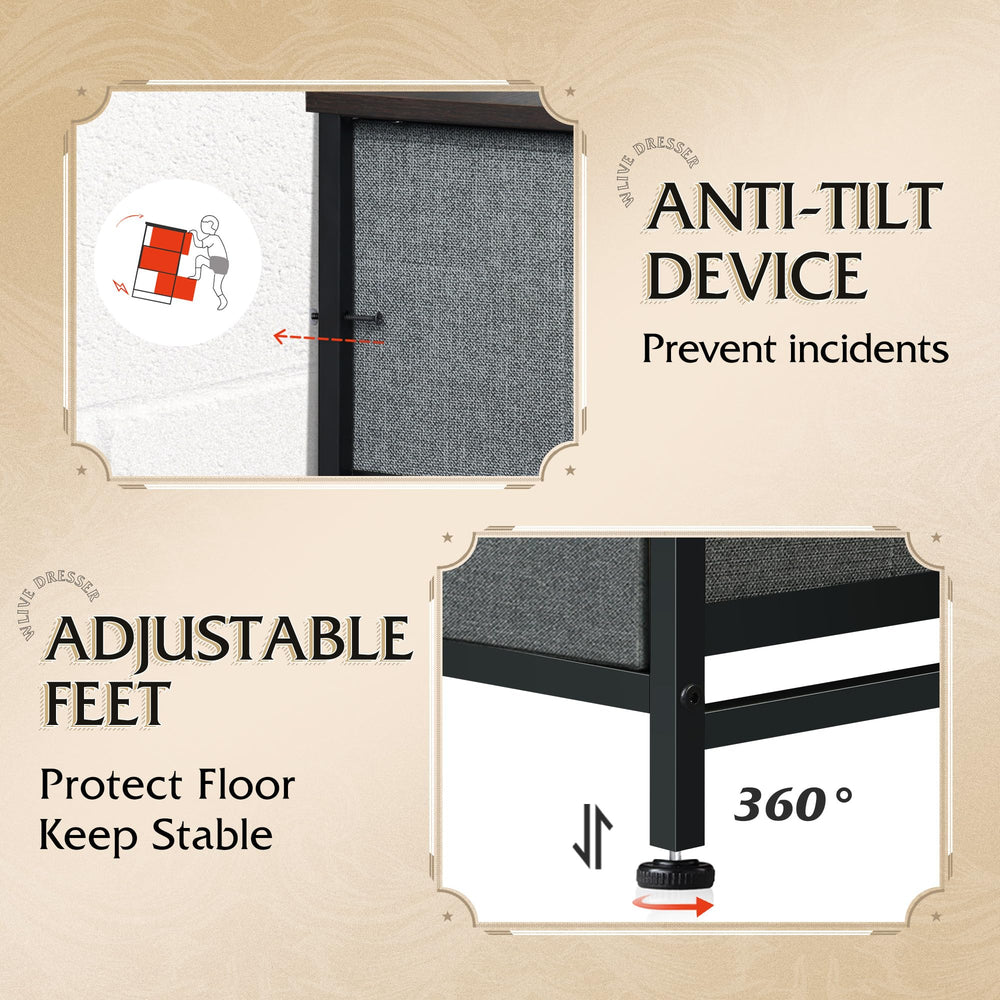 Breathable non-woven fabric drawers keep contents airy.