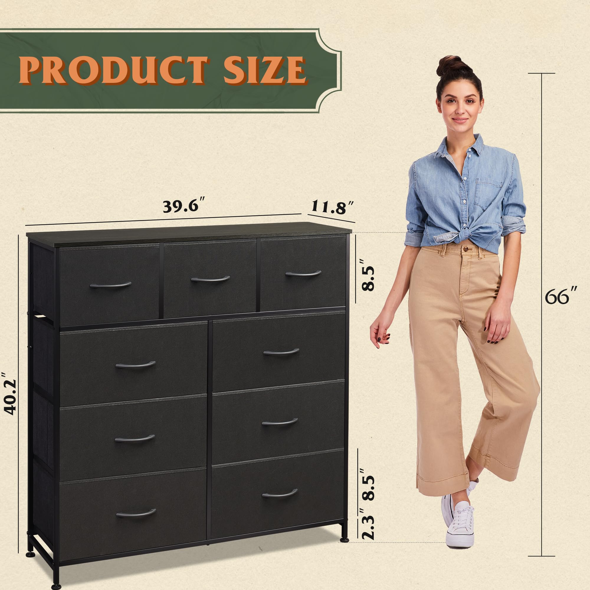 WLIVE steel-frame dresser provides sturdy support for daily use.