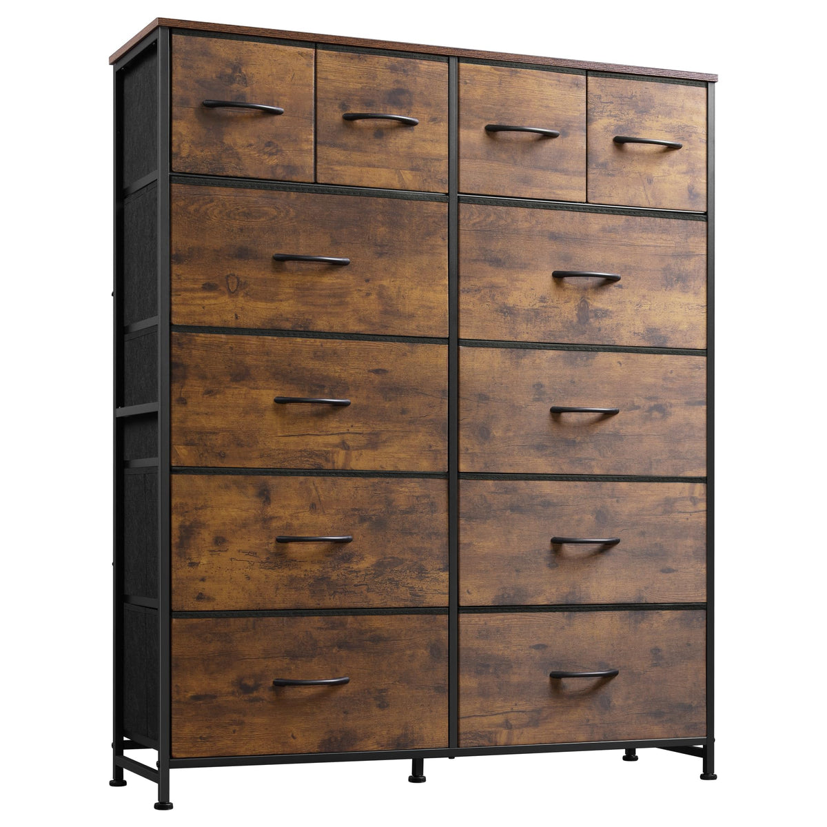 WLIVE tall dresser with 12 drawers and wood top for organized clothing storage