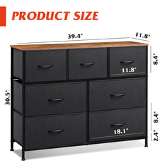 WLIVE dresser includes fabric bin storage for CDs and DVDs.