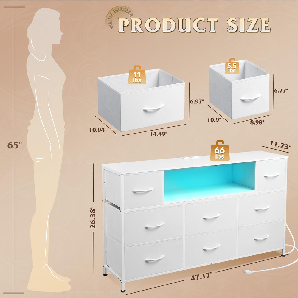 WLIVE versatile design fits 45–55 inch TVs and open shelves for decor.