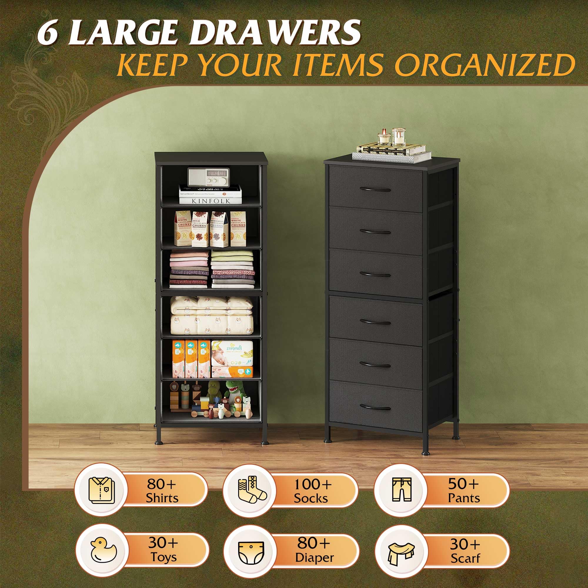 WLIVE wood-top display space ideal for decor and daily items