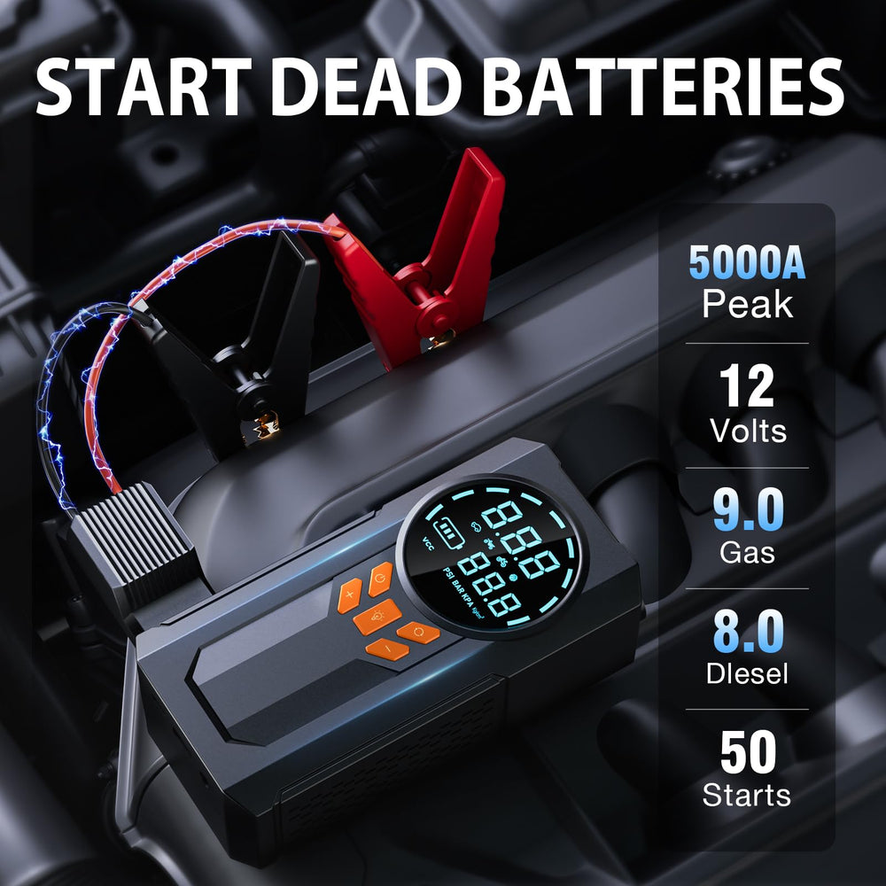 WNDFLV Jump Starter LCD display shows status clearly.