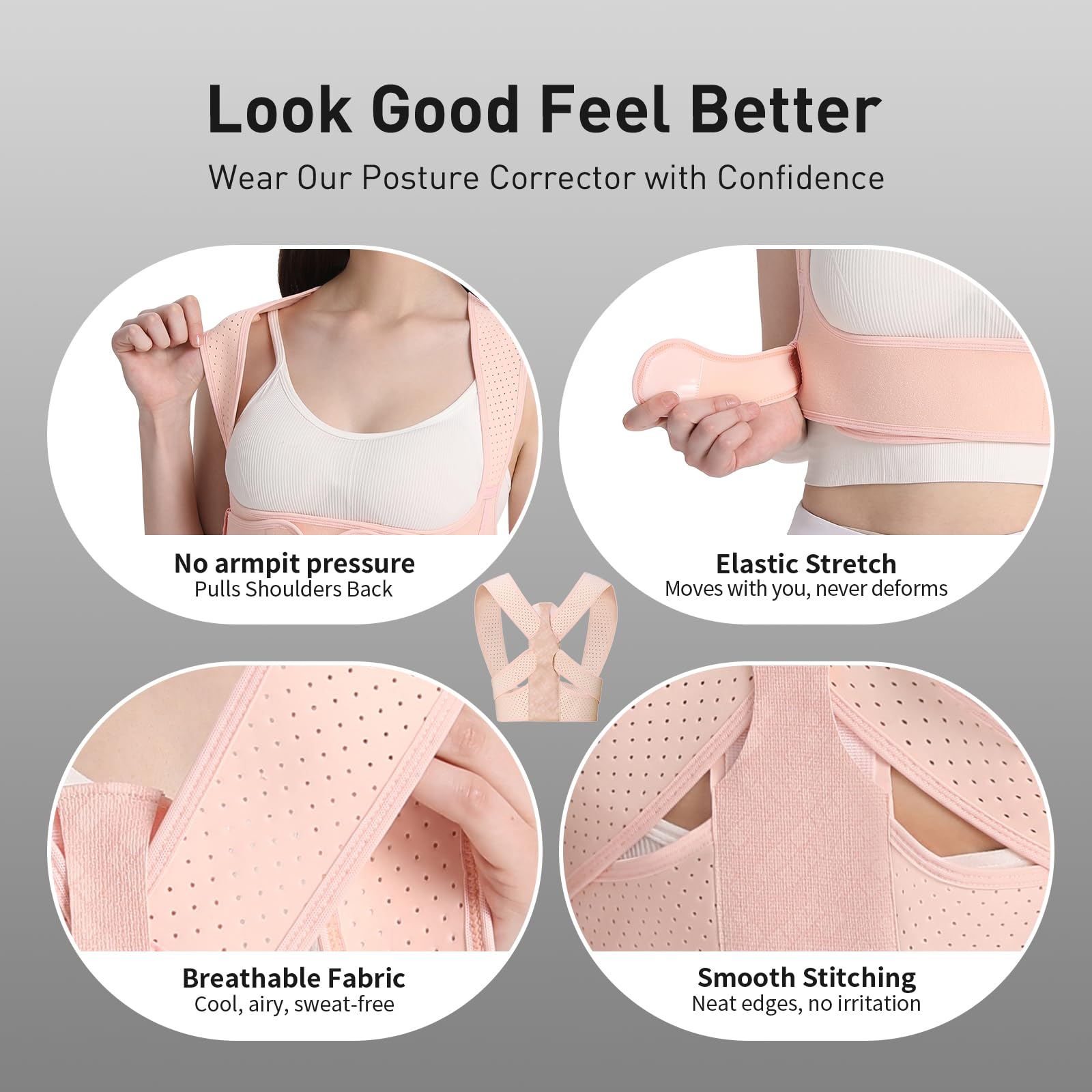 WNIEYO breathable mesh back brace keeps skin cool during wear
