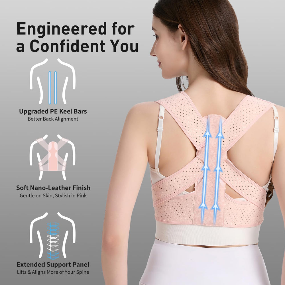 WNIEYO posture corrector targets upper back to help maintain upright posture.