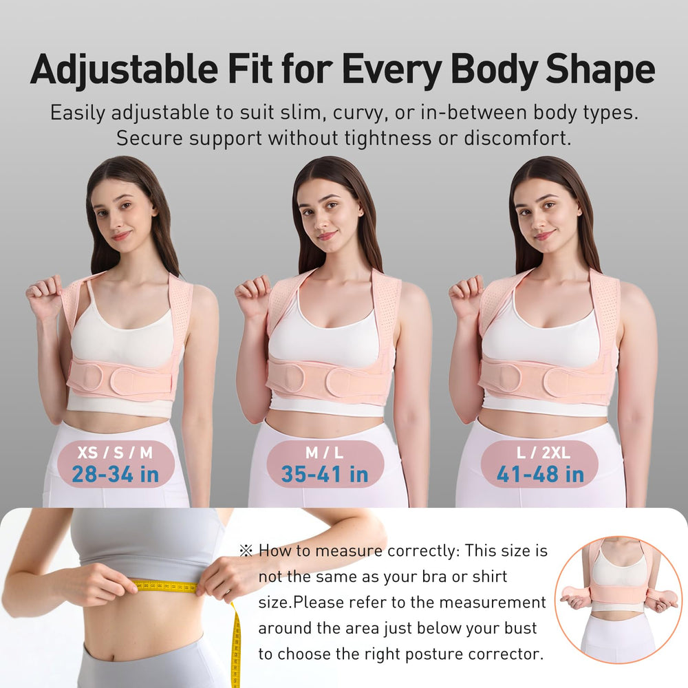 WNIEYO women's back brace pink design for discreet daily use.