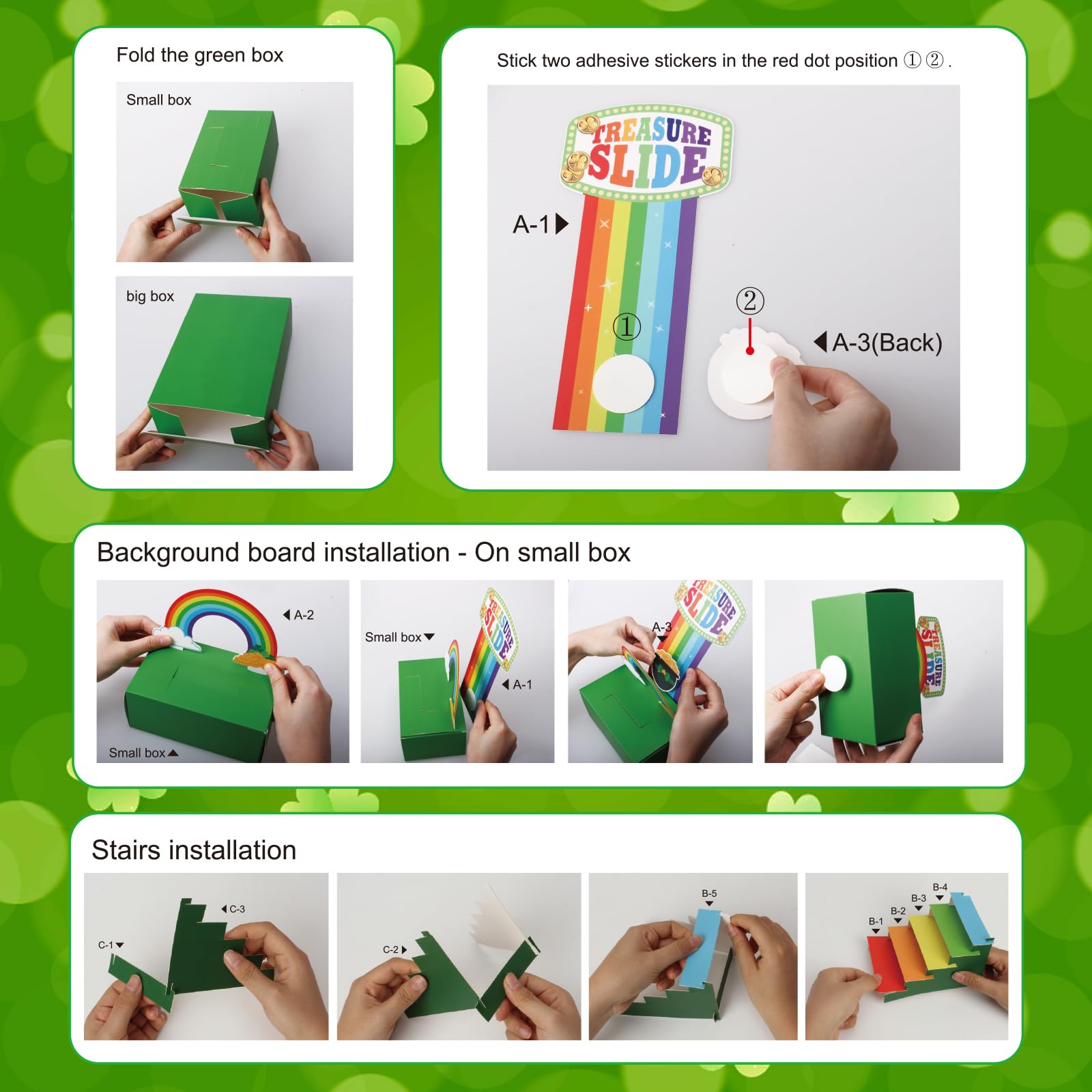 Wninbu Leprechaun Trap Kit for Kids adhesive stickers add decorative detail