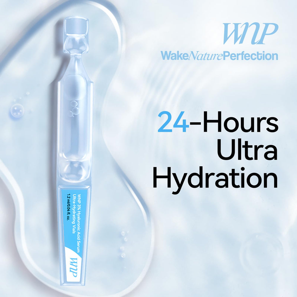 WNP Hyaluronic Acid serum drops applied for instant hydration.