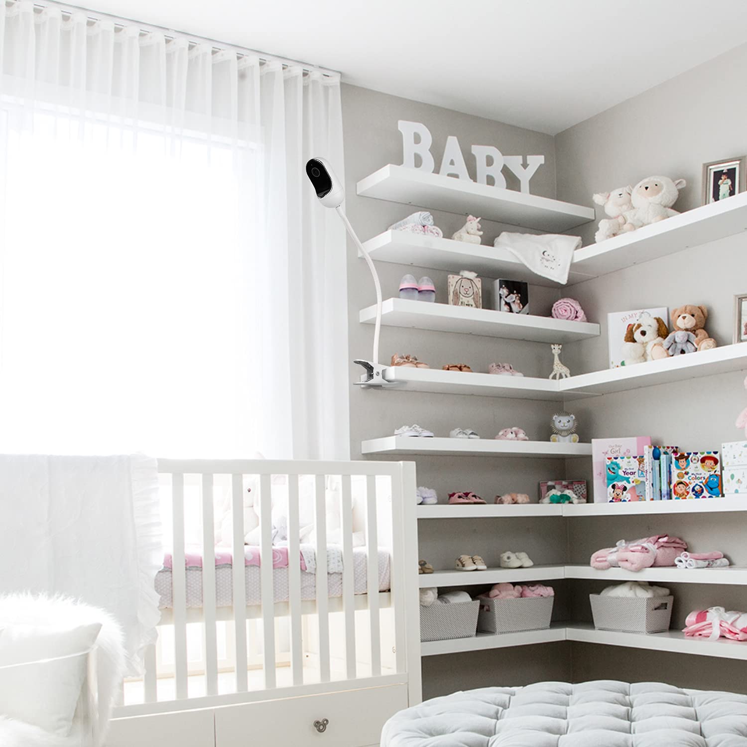 Wochel clamp grips crib edge securely without wall damage