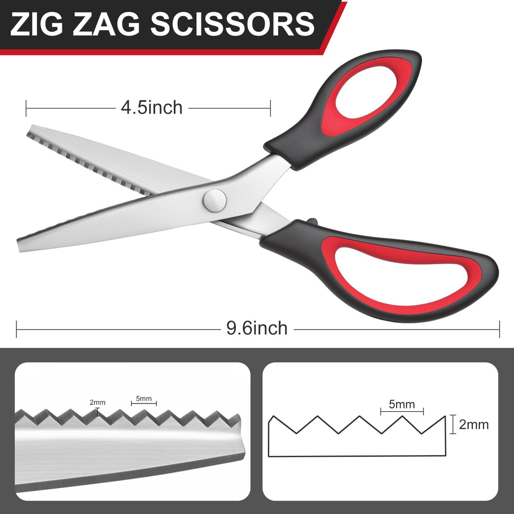 WFOEJEJ pinking shears demonstrating fray prevention on textiles
