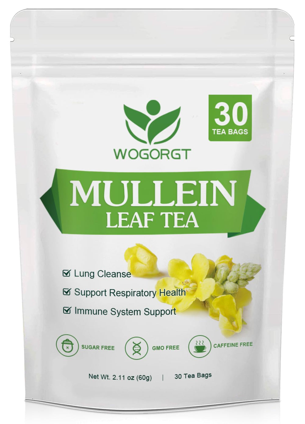 WOGORGT Mullein Tea Bags in a cup for daily wellness