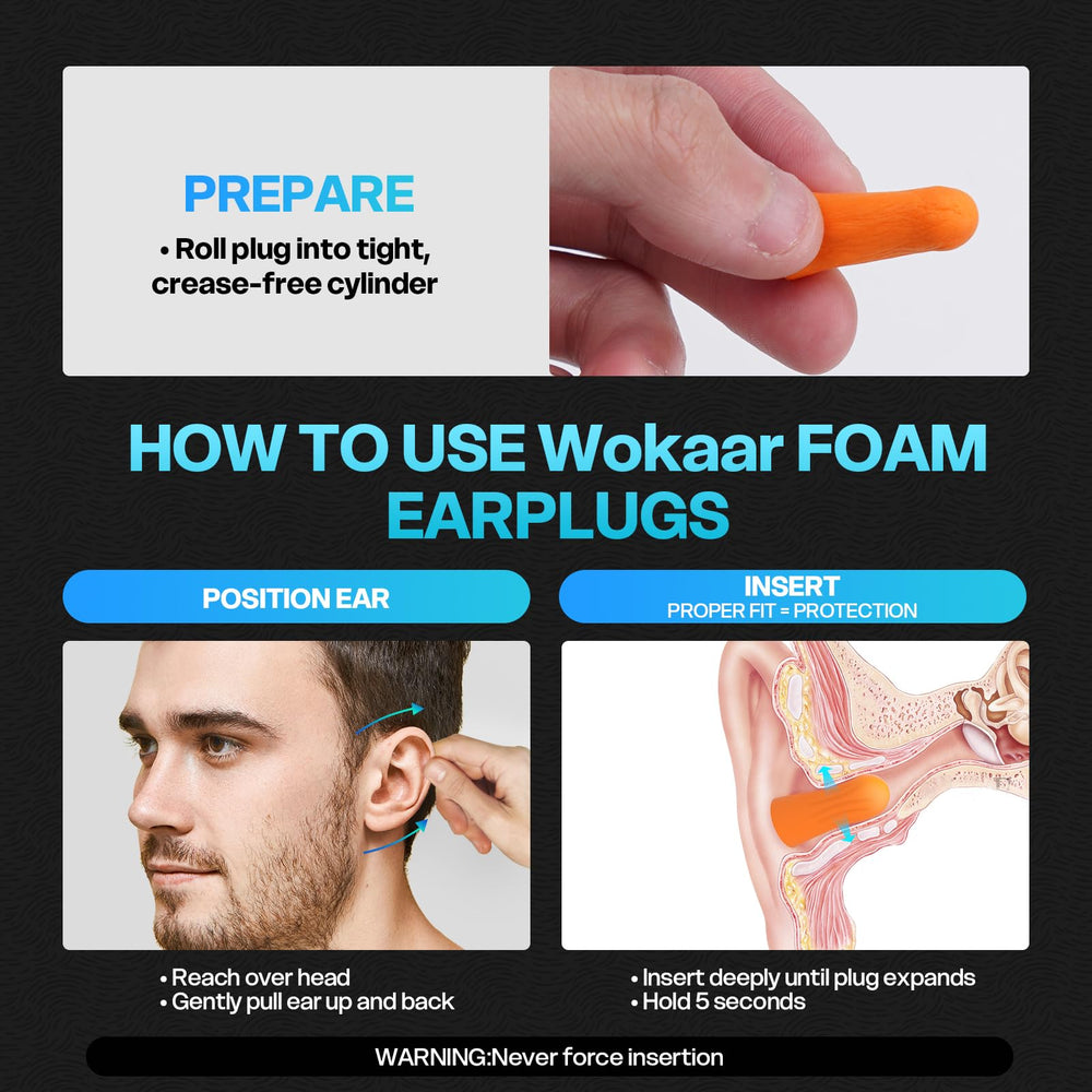 Wokaar ear plugs included for added ear protection during sessions
