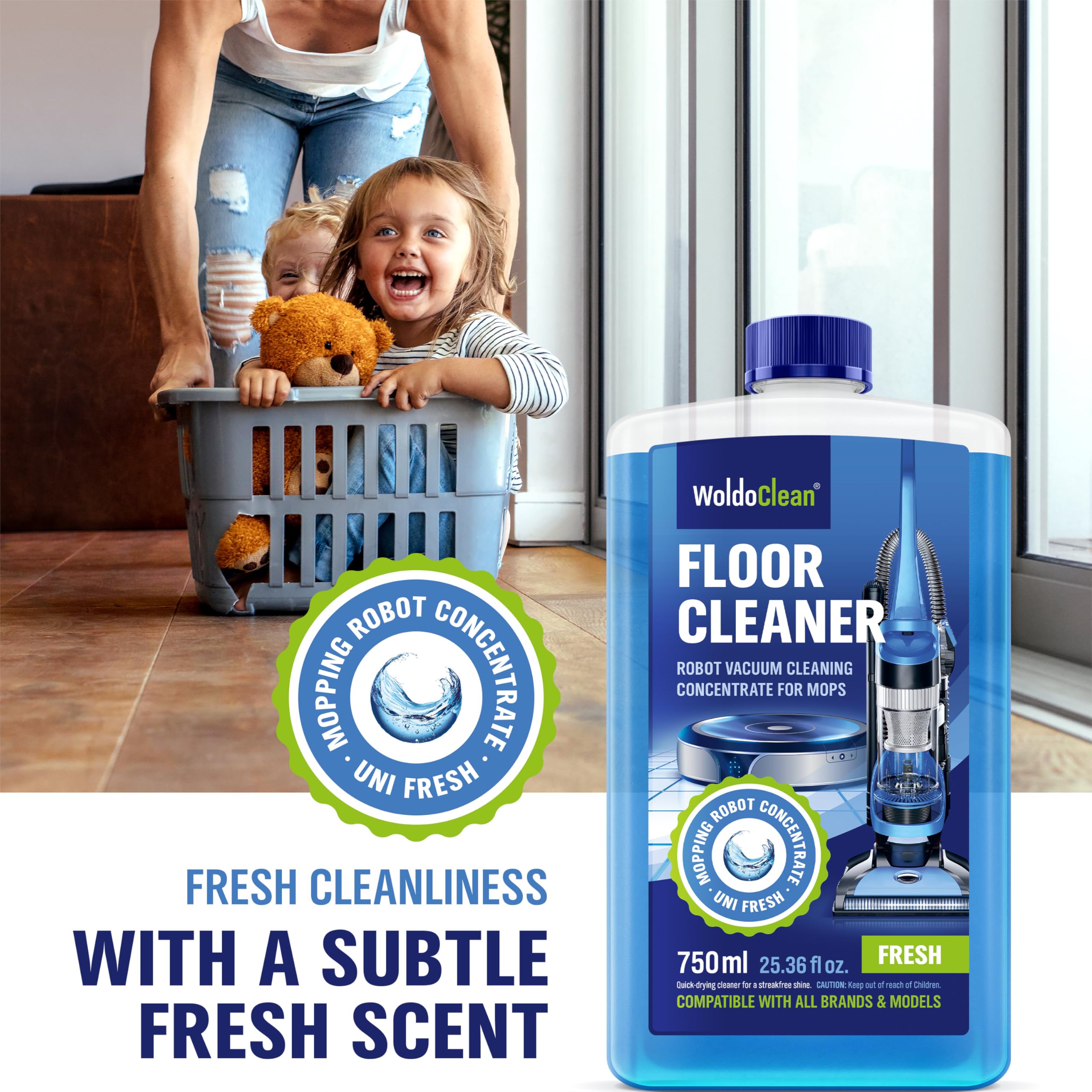 WoldoClean concentrate bottle offers up to 150 uses per purchase.