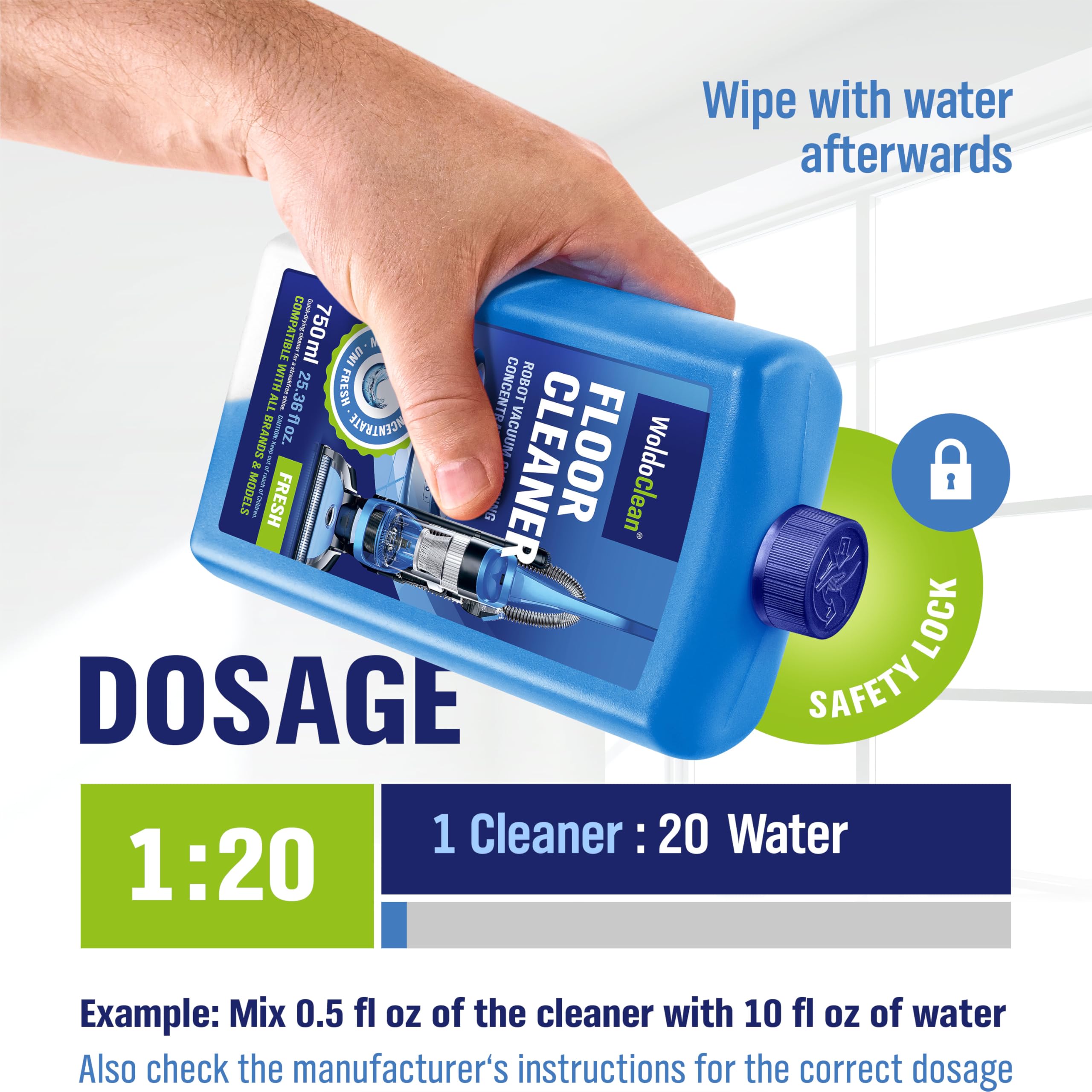 WoldoClean deep-clean action on sealed floors reduces grime build-up.