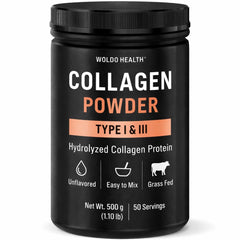 WoldoHealth collagen peptides bottle on shelf for daily health routine