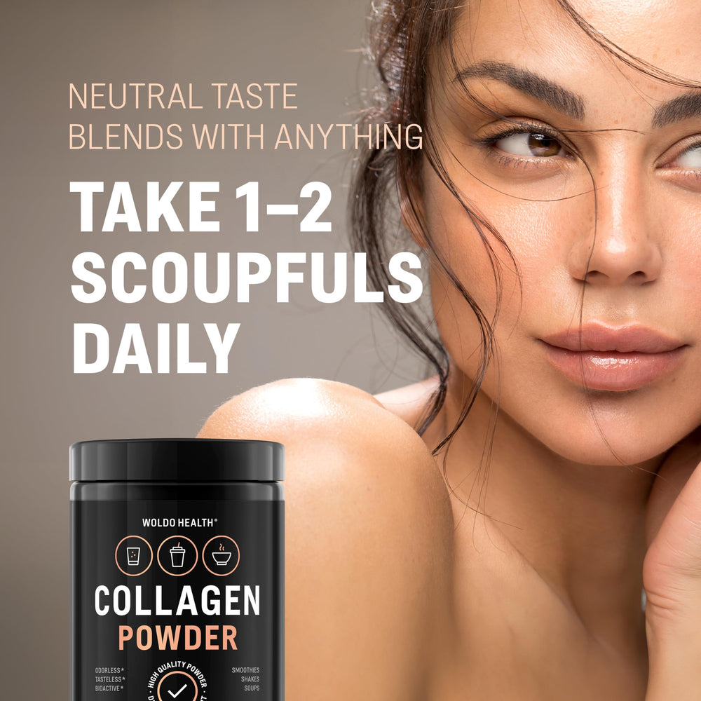 WoldoHealth collagen peptides in a smoothie for a protein boost