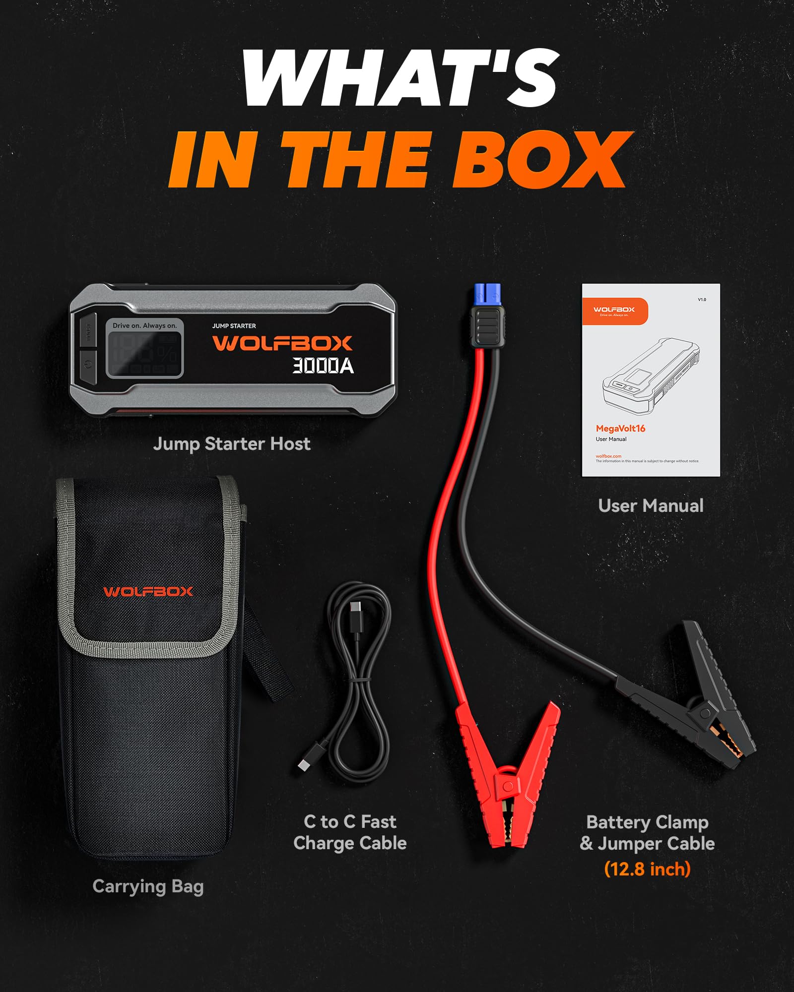 WOLFBOX 3000A jump starter IP64 protection for outdoor reliability