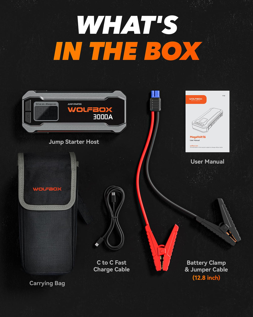 WOLFBOX 3000A jump starter IP64 protection for outdoor reliability