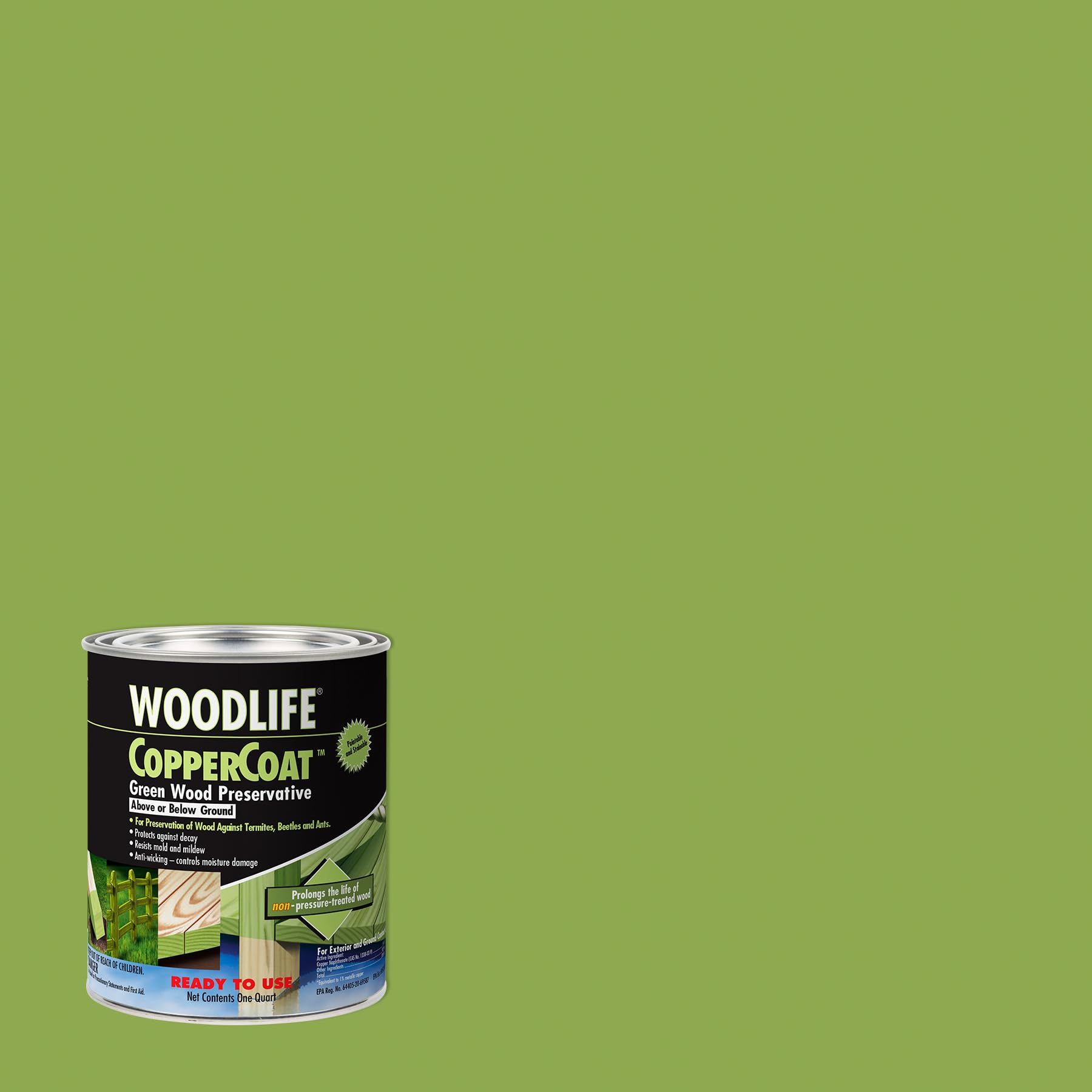 Wolman CopperCoat Green brush application on deck end cuts protects against decay