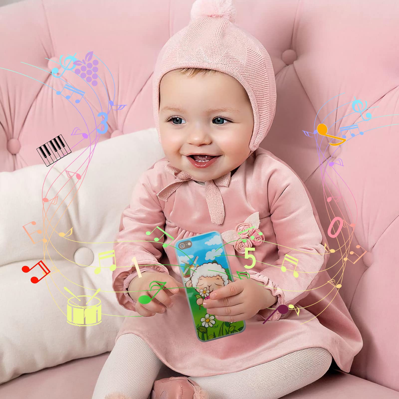 Wolmund toy phone soft LED lights attract toddler attention during play.