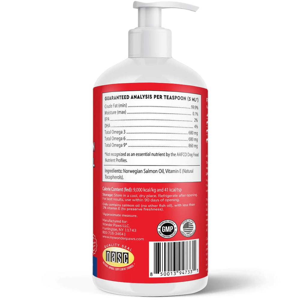 Wonder Paws 32oz salmon oil top can mix with kibble or water.