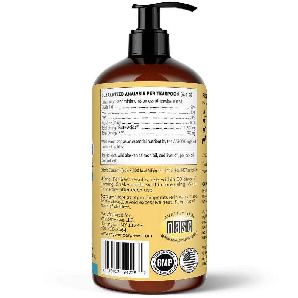 Astaxanthin-rich Wonder Paws oil supports skin and coat vitality