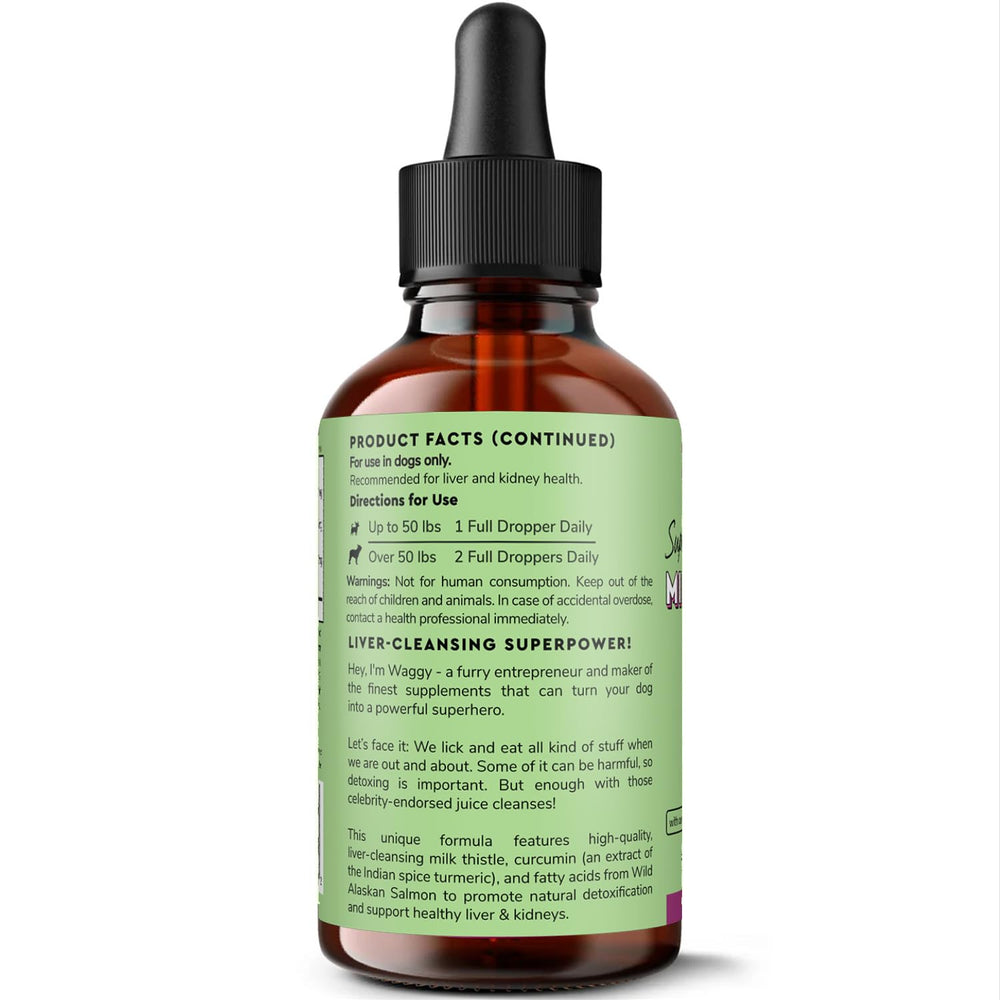 Wonder Paws Milk Thistle dog owner dosing with drops for convenient use.