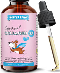 Wonder Paws premium collagen bottle for dogs supports healthy skin and coat