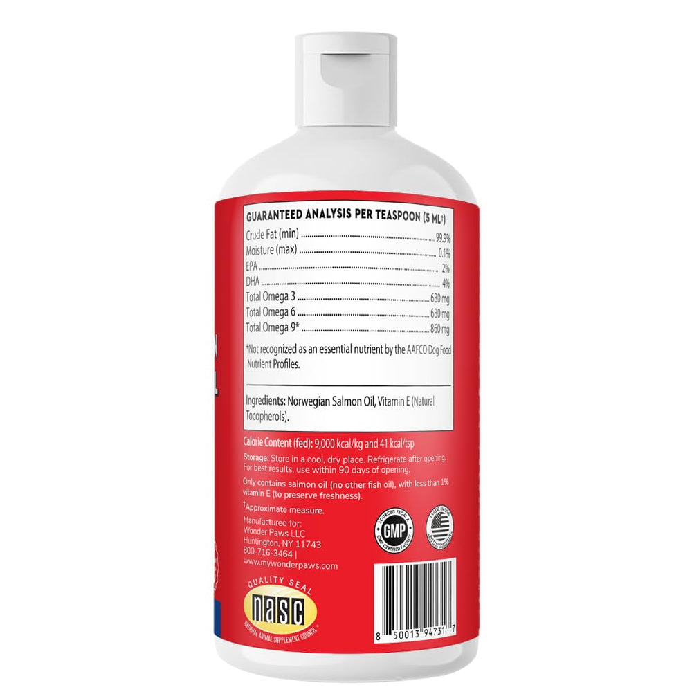 Wonder Paws salmon oil for dogs NASC-certified seal signals trusted quality