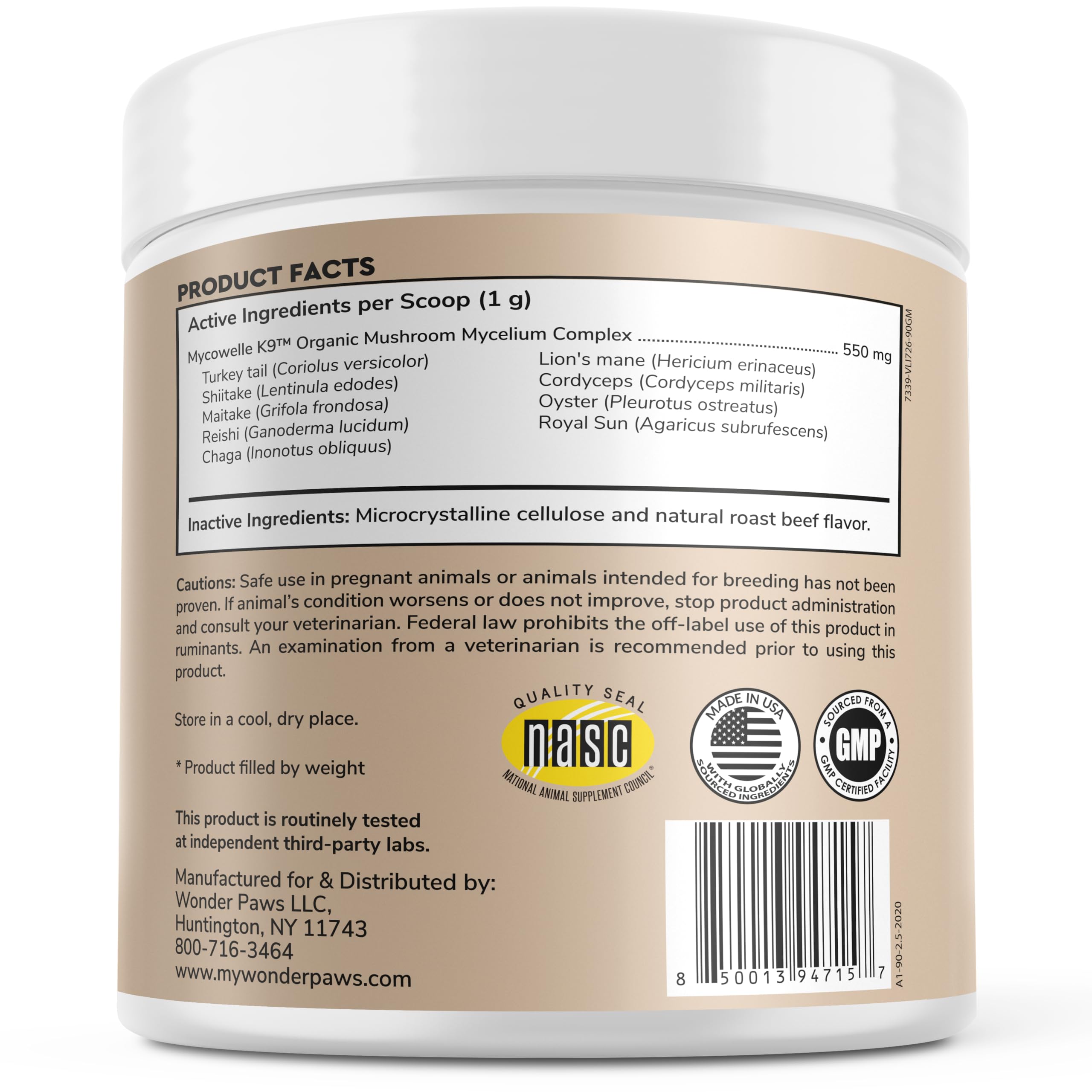 Wonder Paws Turkey Tail mushrooms close-up emphasizes premium ingredients for canine immune support.