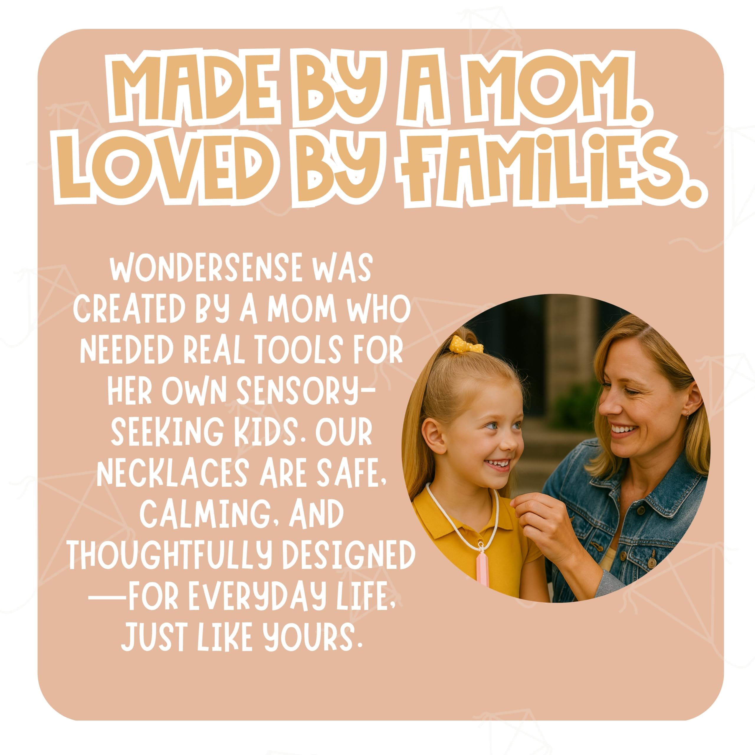Wonder Sense Whimsy Necklaces care-and-cleaning tips shown.