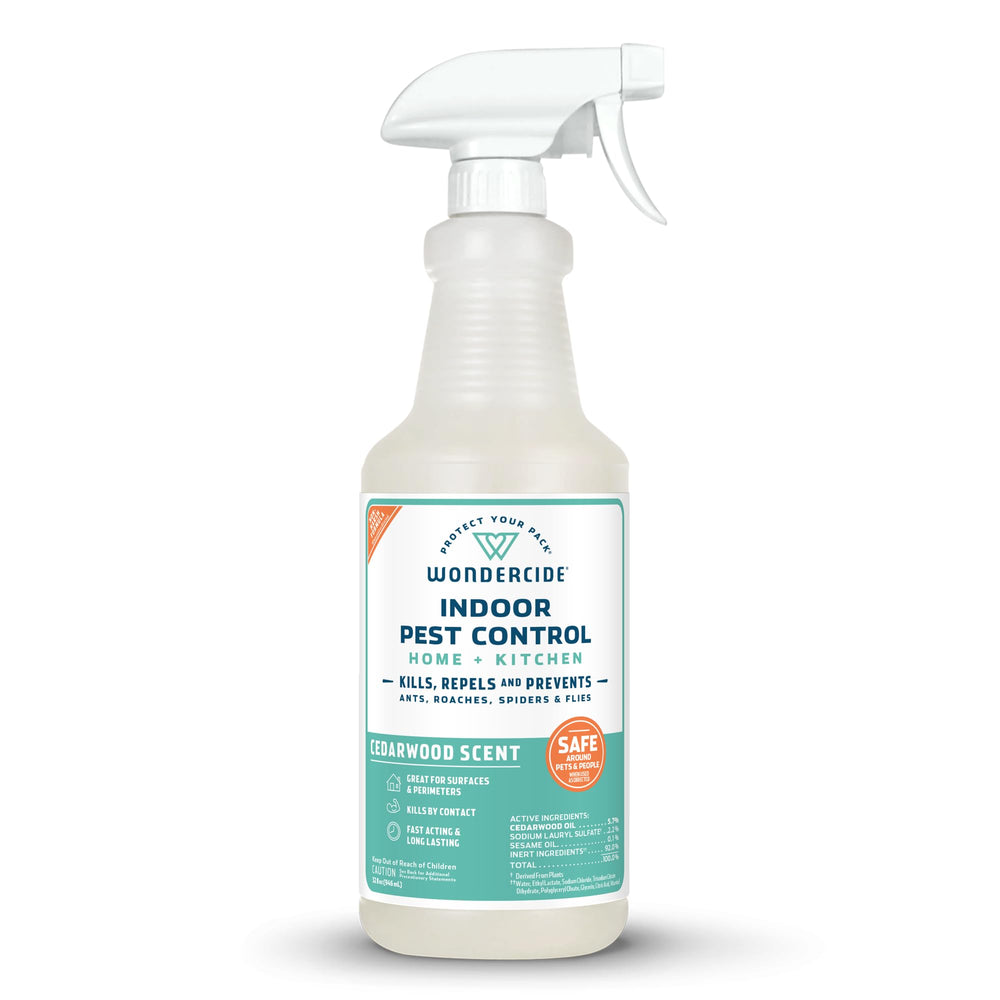 Wondercide Cedarwood indoor pest spray bottle for plant-powered protection.