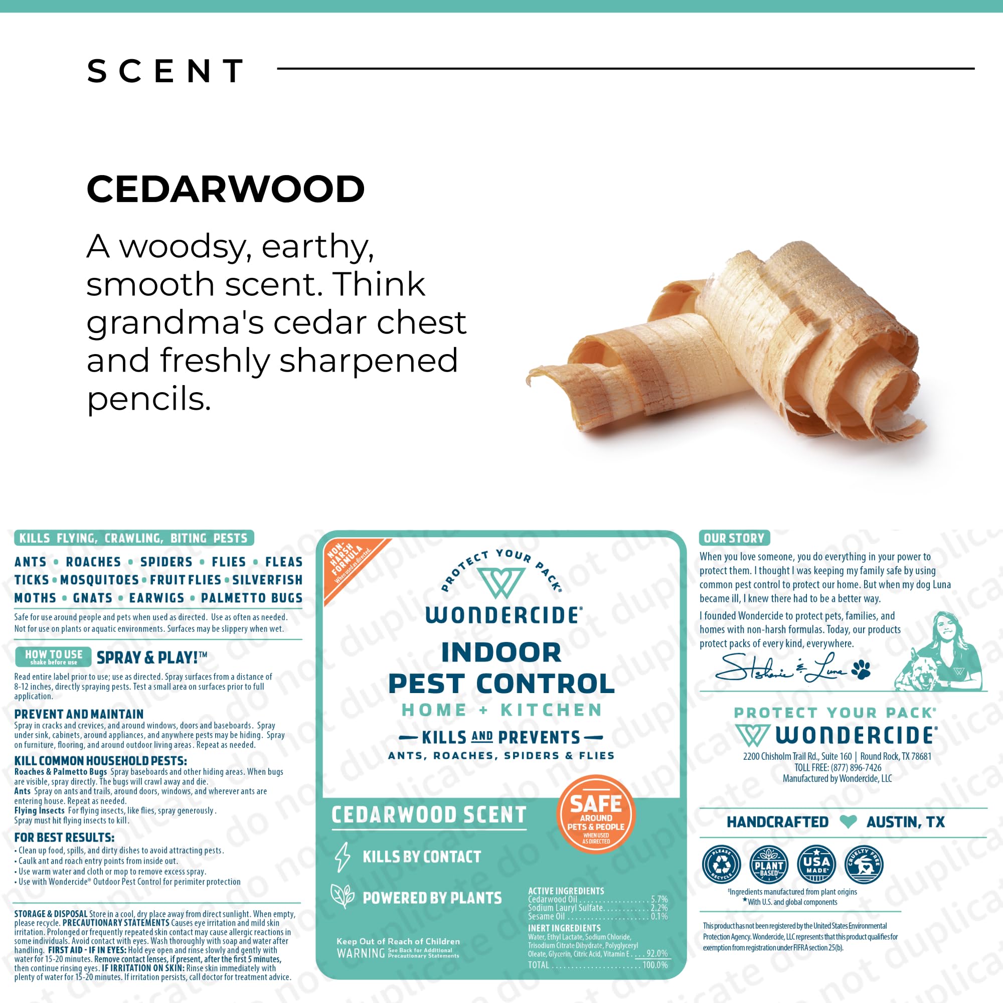 Wondercide Cedarwood indoor spray suitable for kitchens baths and living areas