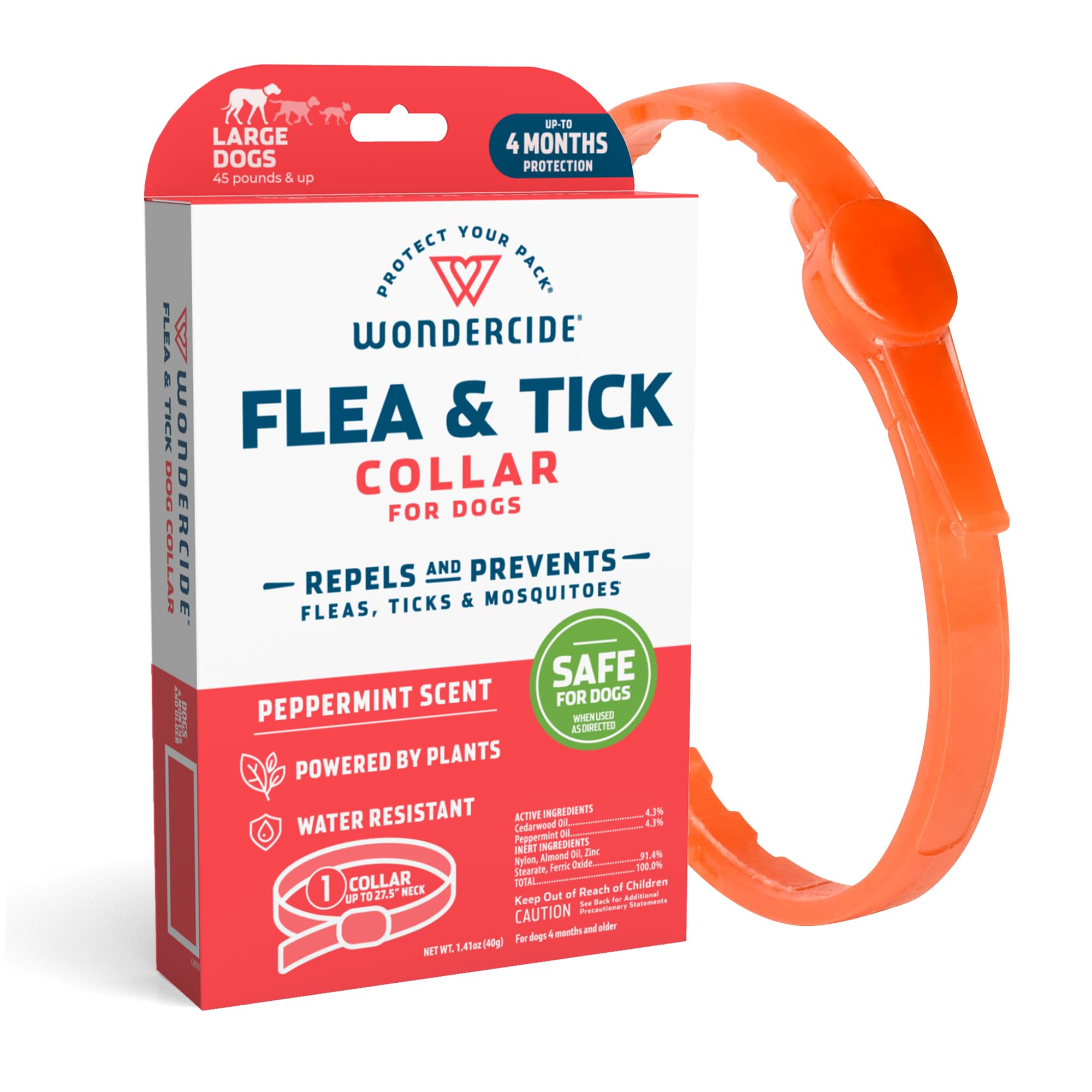 Wondercide dog collar showing flea and tick repellency powered by natural essential oils