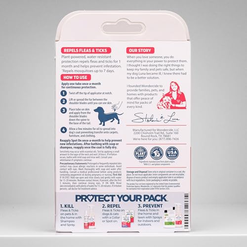 Wondercide dog spot on cedarwood peppermint scent protects during walks with plant-based repellents.