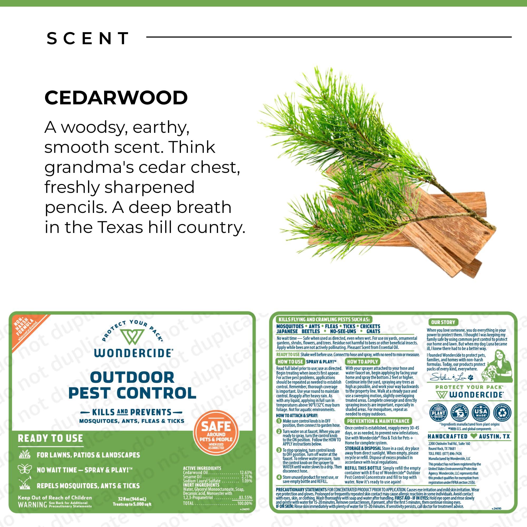 Wondercide Outdoor Pest Control Spray enables large-area treatment of yards.