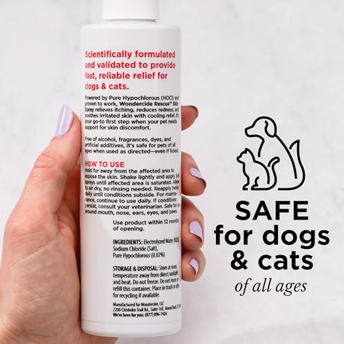 Wondercide Rescue Skin Spray on leg easing itching during playtime
